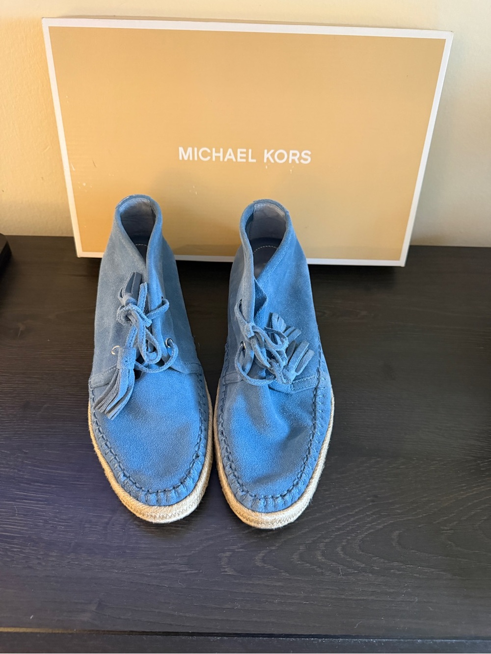 MICHAEL Michael Kors Sky Blue Suede Tassel Moccasin Espadrille